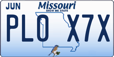 MO license plate PL0X7X