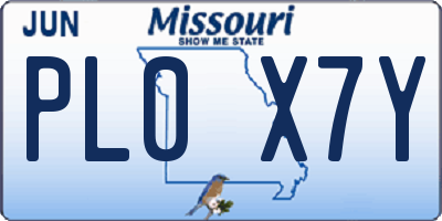 MO license plate PL0X7Y