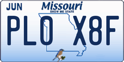 MO license plate PL0X8F