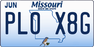 MO license plate PL0X8G