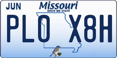 MO license plate PL0X8H