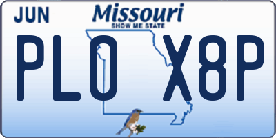 MO license plate PL0X8P