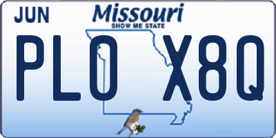 MO license plate PL0X8Q