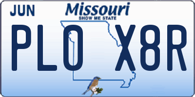 MO license plate PL0X8R