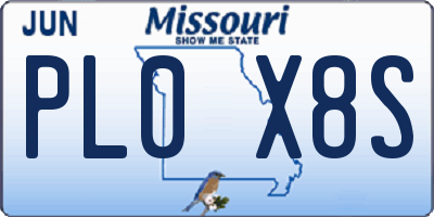 MO license plate PL0X8S