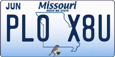 MO license plate PL0X8U