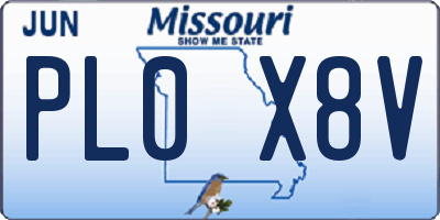 MO license plate PL0X8V