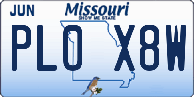 MO license plate PL0X8W