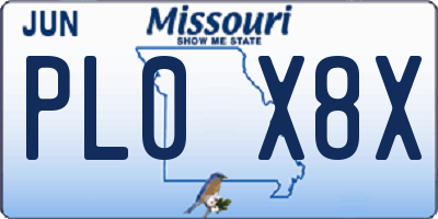 MO license plate PL0X8X