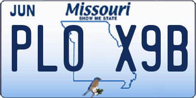 MO license plate PL0X9B