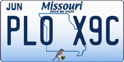 MO license plate PL0X9C