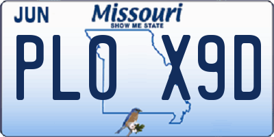 MO license plate PL0X9D