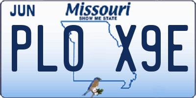 MO license plate PL0X9E