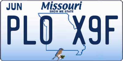 MO license plate PL0X9F