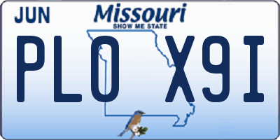MO license plate PL0X9I