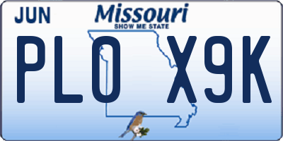 MO license plate PL0X9K