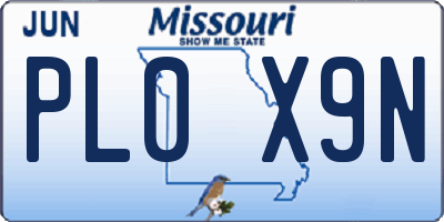 MO license plate PL0X9N
