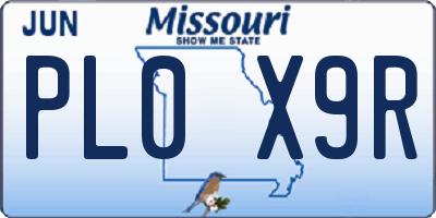 MO license plate PL0X9R