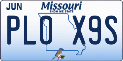 MO license plate PL0X9S
