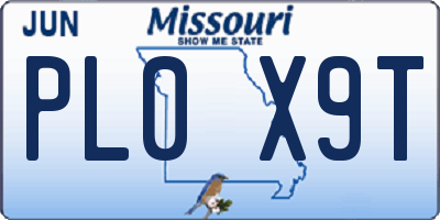 MO license plate PL0X9T