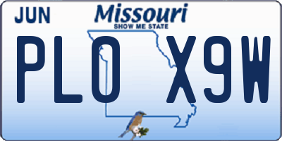 MO license plate PL0X9W