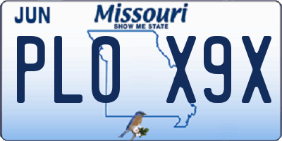 MO license plate PL0X9X