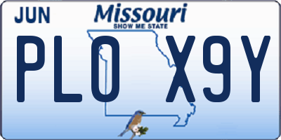 MO license plate PL0X9Y