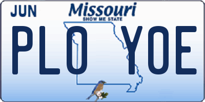 MO license plate PL0Y0E