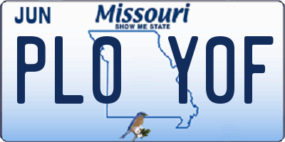 MO license plate PL0Y0F