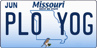 MO license plate PL0Y0G