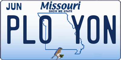 MO license plate PL0Y0N