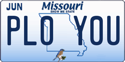 MO license plate PL0Y0U