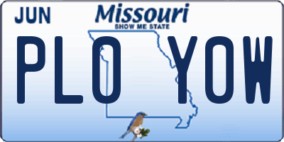 MO license plate PL0Y0W