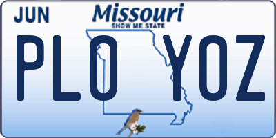 MO license plate PL0Y0Z