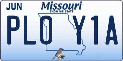 MO license plate PL0Y1A