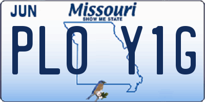 MO license plate PL0Y1G