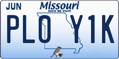 MO license plate PL0Y1K