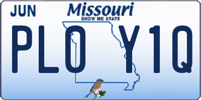 MO license plate PL0Y1Q
