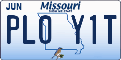 MO license plate PL0Y1T