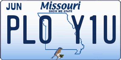 MO license plate PL0Y1U