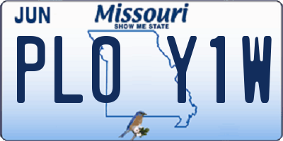 MO license plate PL0Y1W