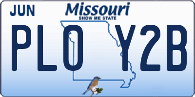 MO license plate PL0Y2B