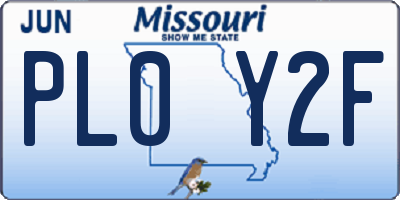 MO license plate PL0Y2F