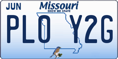MO license plate PL0Y2G