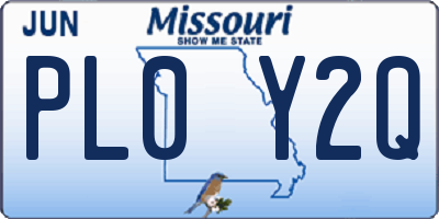 MO license plate PL0Y2Q