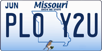 MO license plate PL0Y2U