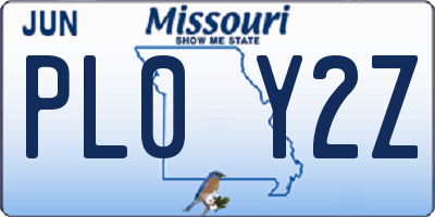 MO license plate PL0Y2Z