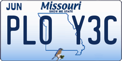 MO license plate PL0Y3C