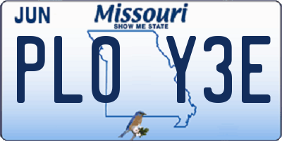 MO license plate PL0Y3E
