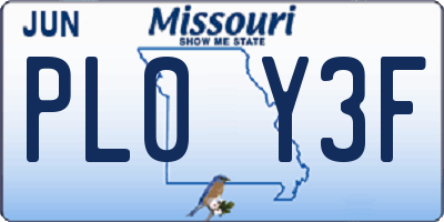 MO license plate PL0Y3F